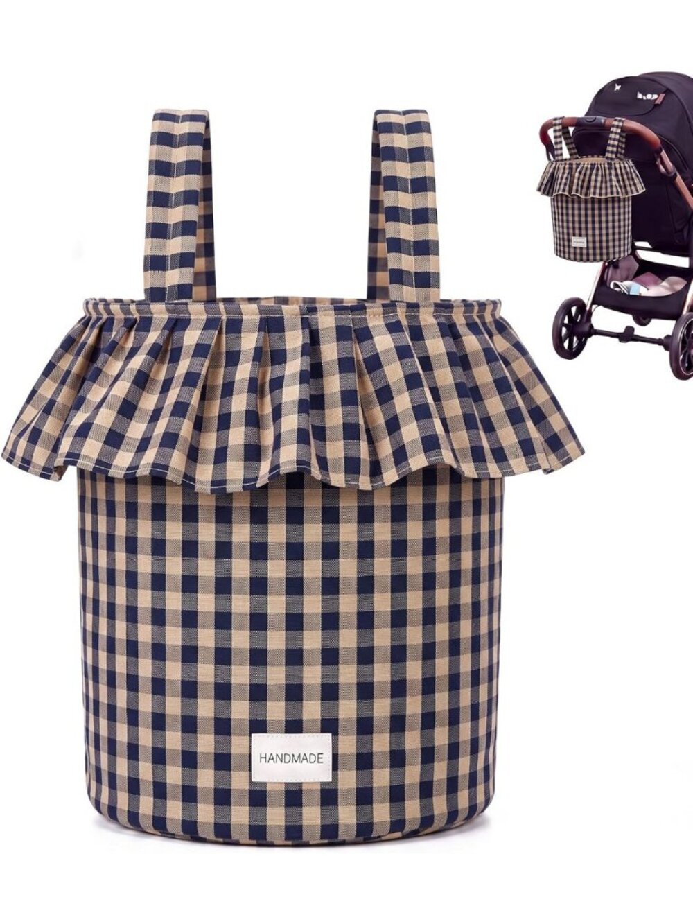 Stylish Ruffle Stroller Bag with Removable Handles - Versatile Diaper Tote